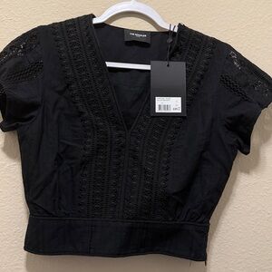 #186. The Kooples Black Embroidered Blouse
